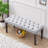Heng Ming Upholstered Tufted Bench Ottoman , Velvet Dining Bench Bedroom Bench  Footrest Stool Accent Bench For Entryway Dining Room Living Room, Light Gray-828190740