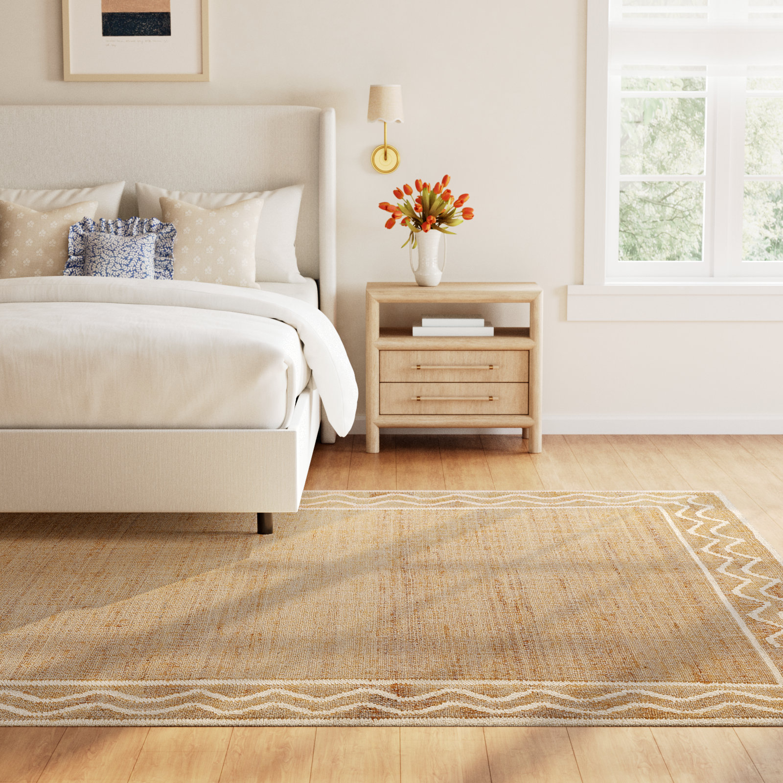 Erin Gates by Momeni Orchard Ripple Natural Hand Woven Wool and Jute Area Rug, Rectangle 9' x 12'