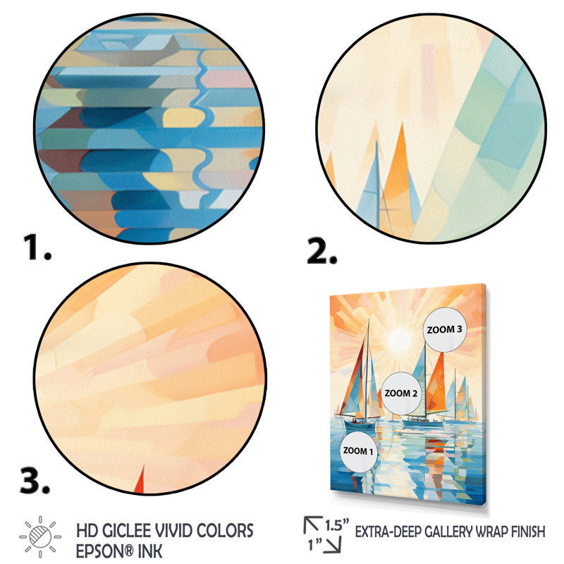 Minimalisme voilier Rhythms X - nautique et plage, reproduction d'art sur toile, H 20 po x l 12 po x P 1 po