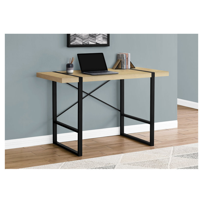 Bureau d'ordinateur, bureau personnel, ordinateur portable, travail, stratifié, métal, contemporain, Espresso