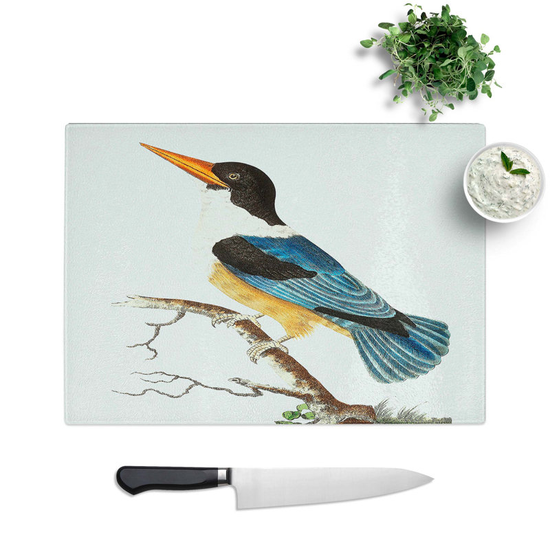 Tempered Glass Kingfisher Chopping Board, 39 cm W x 28.5 cm L