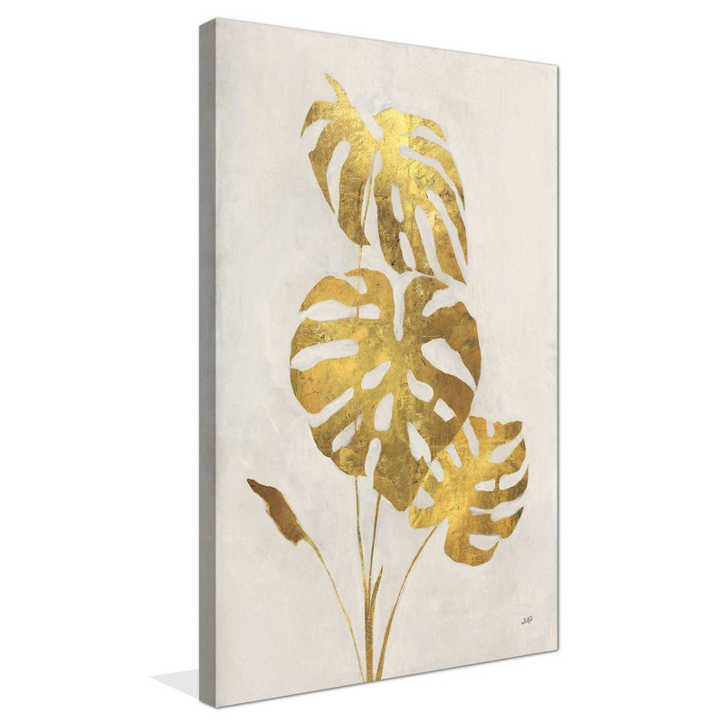 Palmier doré I - peinture, L 18 po x H 30 po, Toile tendue