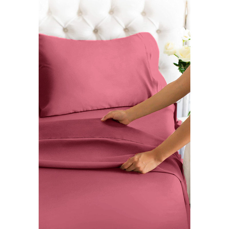  Ensemble de draps en rayonne de bambou 4 pièces Premium Luxury, Ensemble de draps pour lit simple avec deux taies 