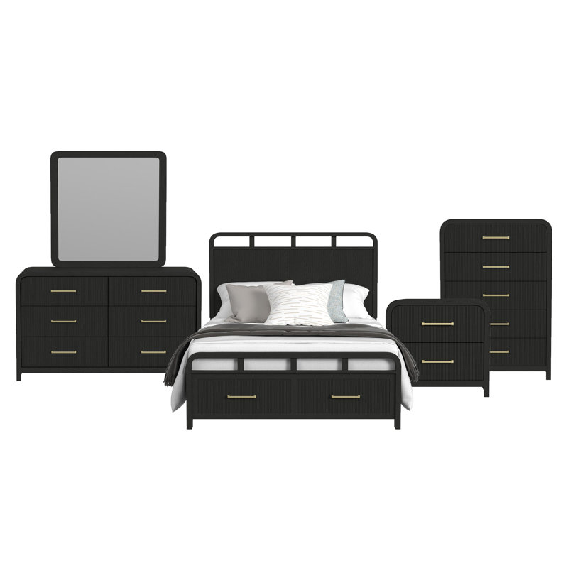 Ensemble de chambre à coucher avec rangement pour grand lit 5 pièces Picket House Furnishings Woodridge, Grand