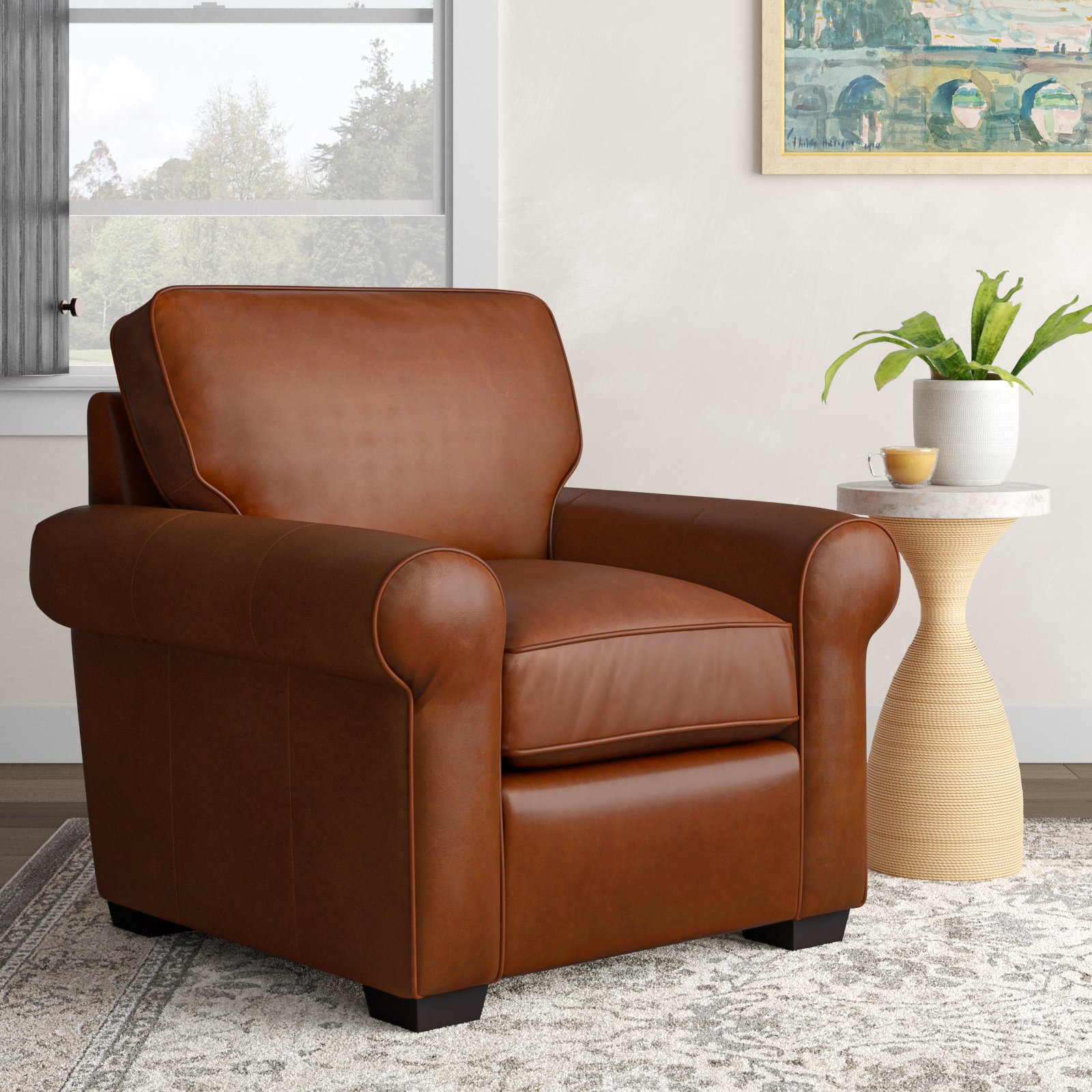 Porter Genuine Leather Armchair, Bruno Canyon Genuine Leather