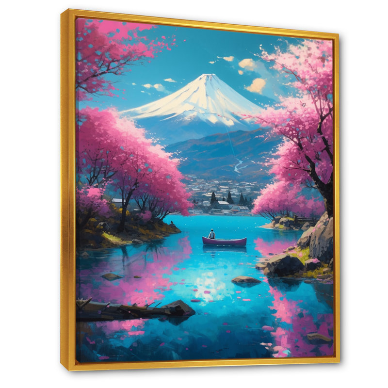 Gilby Cherry Blossom Lake I, H 32 po x l 24 po x P 1 po, Cadre flottant doré