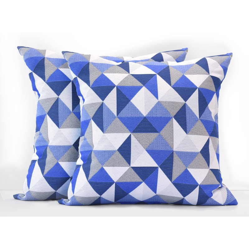 Pacifica Geometric Outdoor Throw Pillow, Ruskin Blue, 24" x 24"
