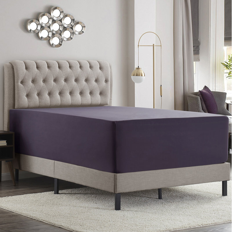 Empyrean Bedding Extra Deep Pocket Solid Fitted Sheet, California King Fitted Sheet, Purple