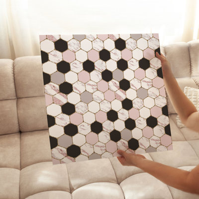 Abstract Hexagon Pattern I Mid-Century Modern Unframed Art Print