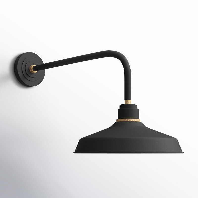 Foundry Classic Aluminum Straight Arm Outdoor Barn Light, 16" H x 12" W x 23.75" D, Textured Black