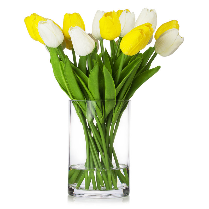 Centre de table Real Touch, Blanc / Jaune