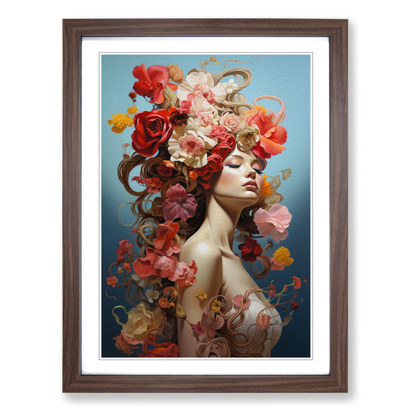Single Picture Frame Print on Wood, 34cm H x 25cm W, Walnut Framed
