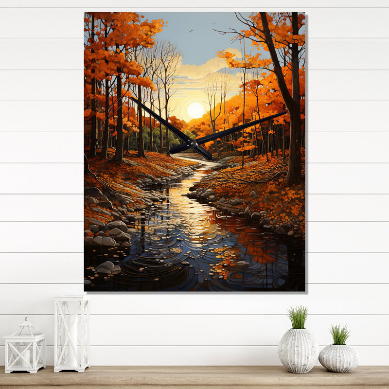 Horloge murale moderne Birch Woods Autumn Sonata I, Médium