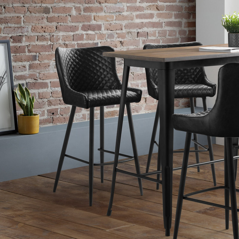 Precilla Upholstered Counter Stool with Metal Frame, Black