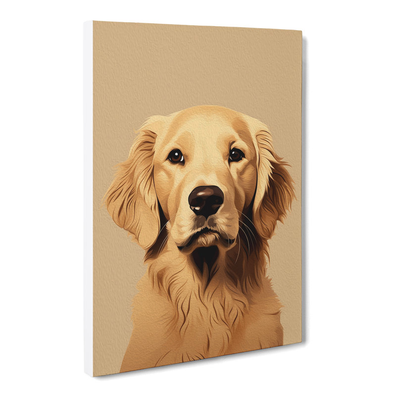 Golden Retriever Minimalism No.2 - Wrapped Canvas, 60cm H x 40cm W x 3cm D