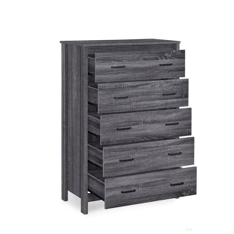 Commode 5 tiroirs Toolless, Gris foncé