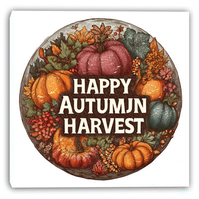 Happy Autumn Harvest Wrapped Canvas Wall Art
