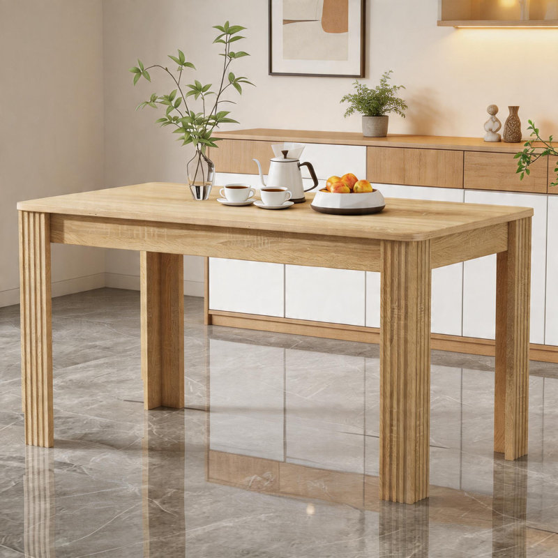 4 Seater MDF Dining Table, Modern Rectangle Wooden Kitchen Dining Room Table, Heavy Duty 130KG Load Small Coffee Table, Easy Assembly Dinner Furniture for Home Kitchen Living Room Cafe Office