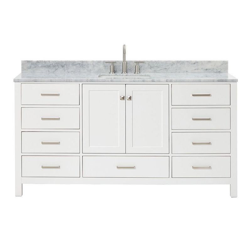 Flynt 67'' Single Bathroom Vanity with Carrara Marble Top, White