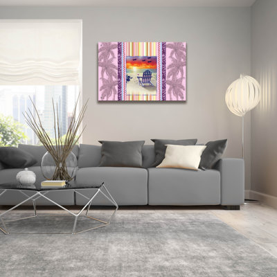 «Sunset Chair Palm» par James Mazzotta, art mural en verre acrylique
