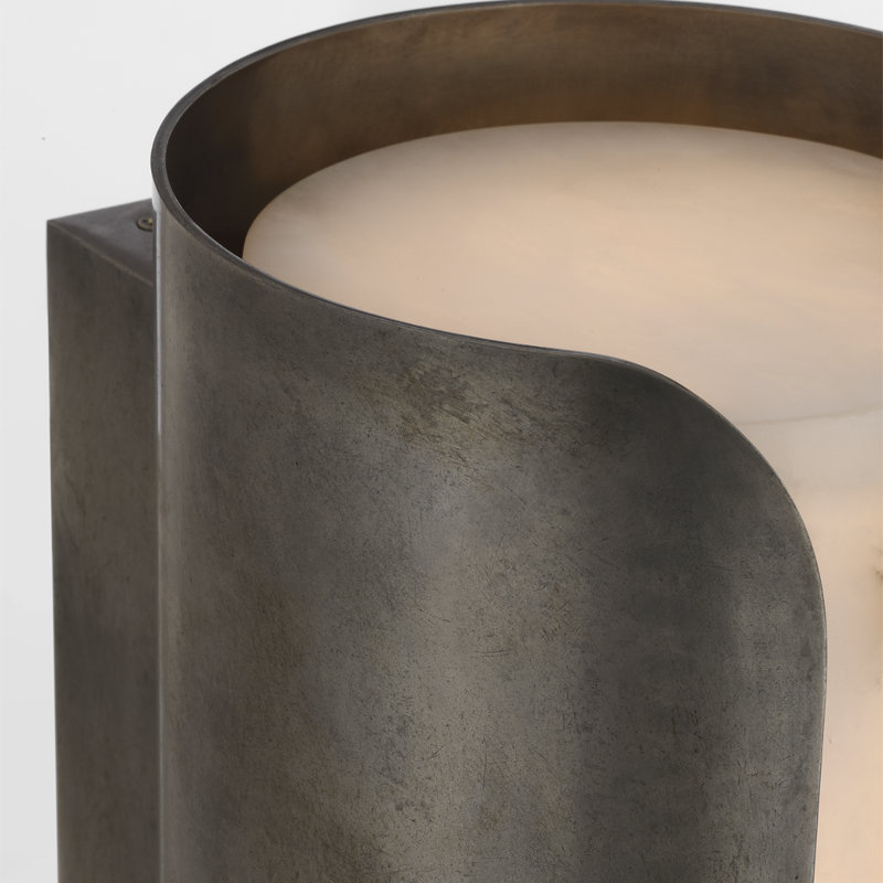 Anne-Marie Barton Armise 18" Sconce with Alabaster, 14" H x 7" W x 7.75" D, Mottled Pewter