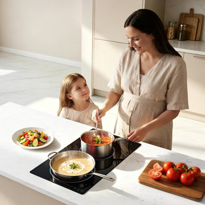 Electric Cooktop 12inch 2 Burners Portable Stove Top 1800W 120V, Ceramic Countertop/Built-in Radiant Electric Stove, with 9 Power Levels, Timer, Child Lock, Over-Heat Guard, Touch Control