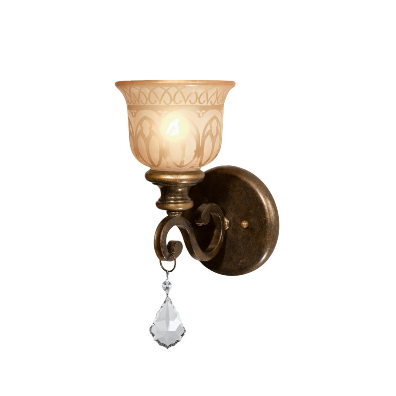 Tusten Armed Sconce, Clear Majestic Wood Polished