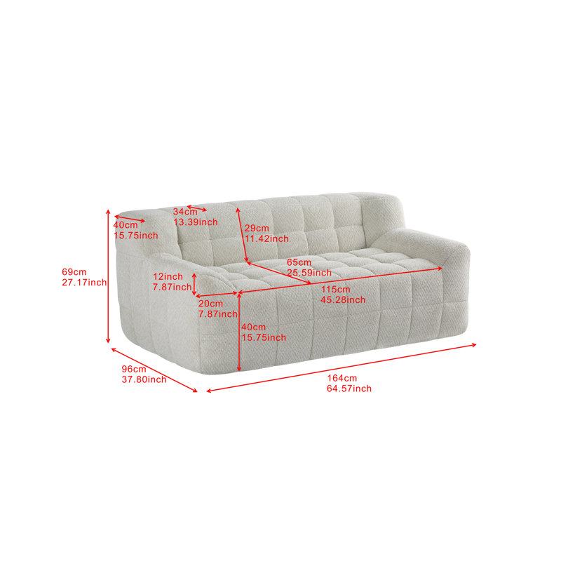 Wynn Upholstered Boneless Tufted Full Compression Sofa with Memory Foam, Beige