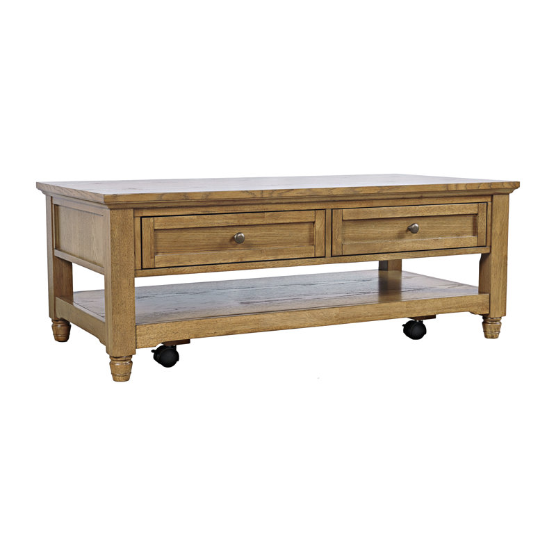 Table basse transitionnelle moderne 50 po avec rangement et roulettes Brentwood - brun clair, Bois brun