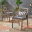 Ensemble de 2 chaises de salle à manger Perla avec structure en bois d'acacia et coussins gris
