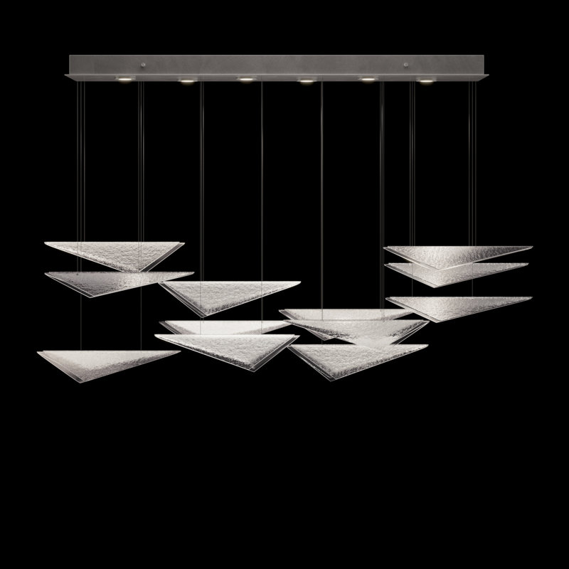 Luminaire suspendu Volo, Argent argent, 6 lumières, Martelé transparent