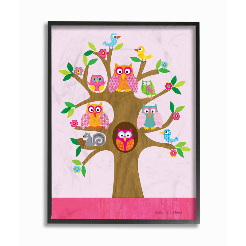 Art de Dimauro Owls, oiseaux et écureuils, H 19 po x l 13 po, Plaque en bois