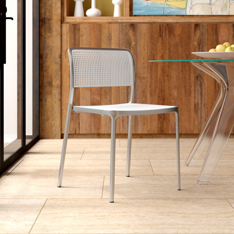 Audrey Dining Chair, White, White Painted Steel