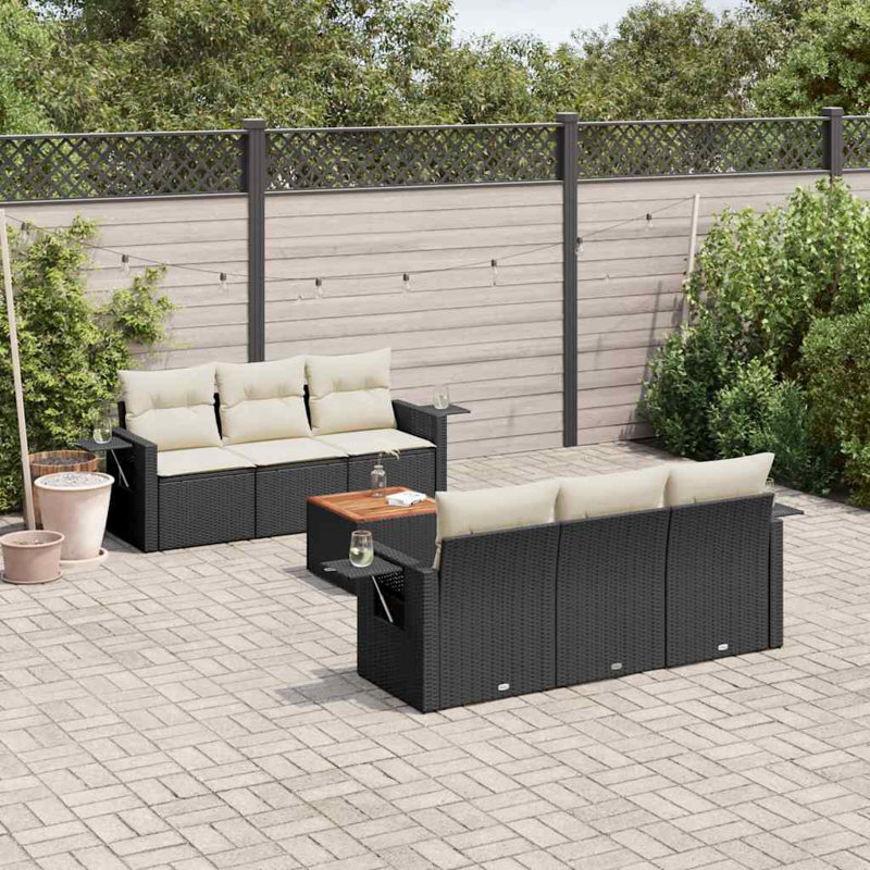 Ensemble de canapé modulaire en rotin PE noir 7 pièces Vidaxl