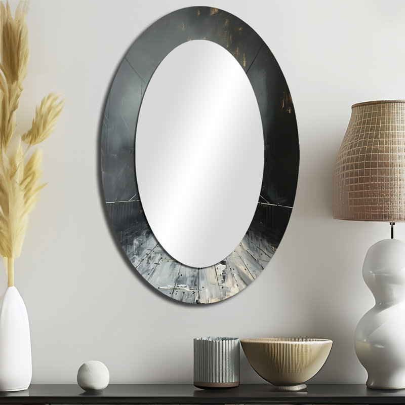 Miroir mural gris et blanc gris hivernal suspendu, 36 po x 24 po