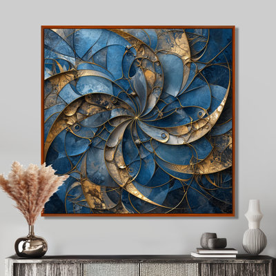 Fractale spirale bleue rétro Felicity - spirale abstraite, art mural