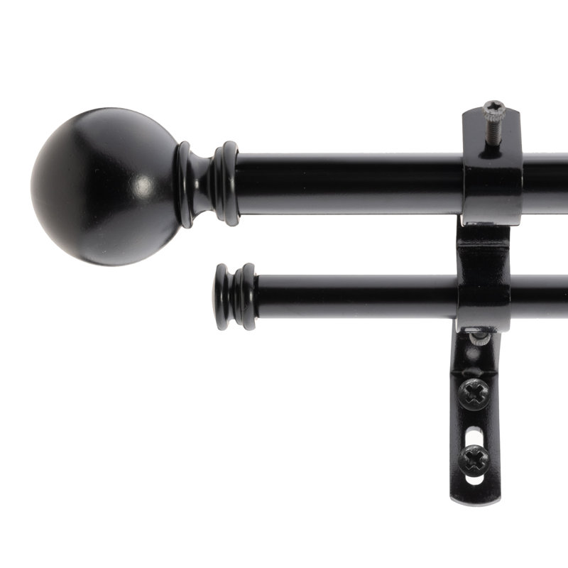 Tringle à rideaux double Aari, 48' - 86", Noir pétrole