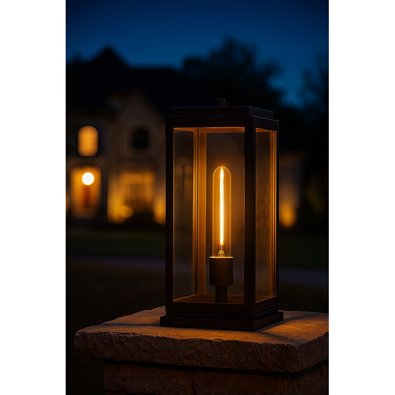 Max Pier Mount Outdoor Lantern, Burnished Bronze, No