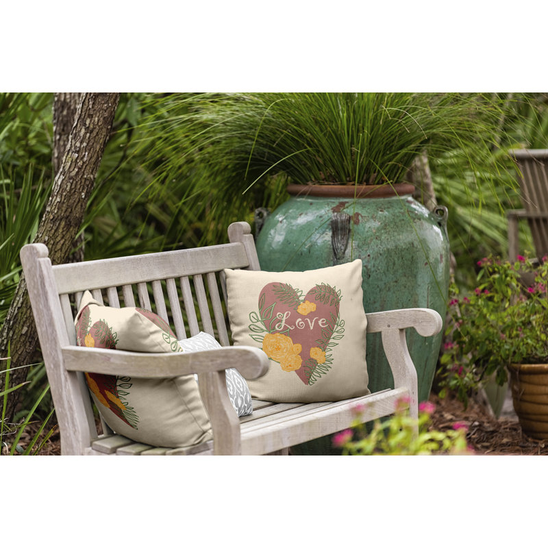 Coussin décoratif floral intérieur / extérieur en polyester, H 20 po x l 20 po, Carré