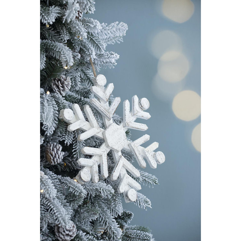White Fir Wood Snowflake Ornaments Set of 6