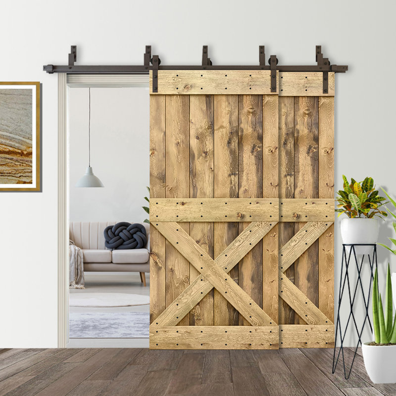 Porte de grange en bois peint, 38 po x 84 po, Bronze, Chêne vieilli