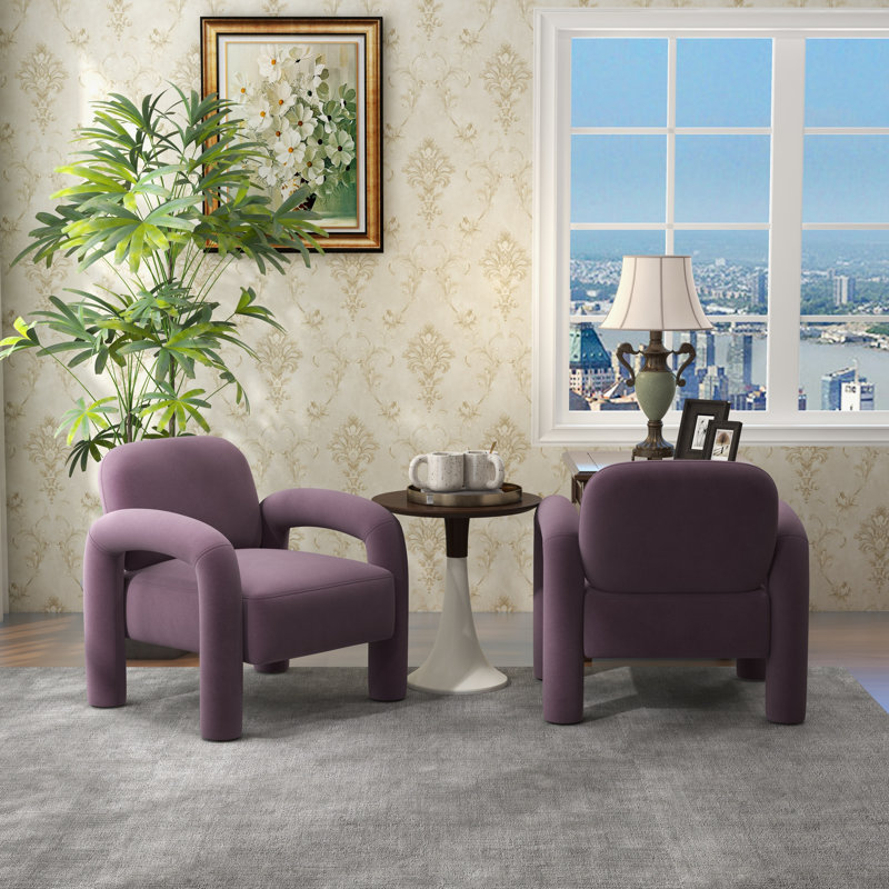 Fauteuil Iryanna, Velours mauve, 2