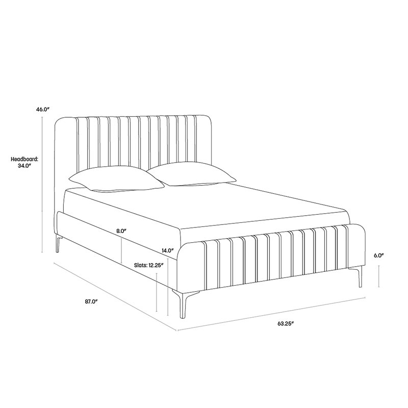 Heidi Upholstered Bed, Queen, Dark Gray