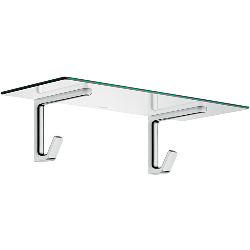 AXOR Universal Softsquare Towel Shelf With Robe Hooks, 6.2" H x 9.9" W x 9.89" D, Chrome