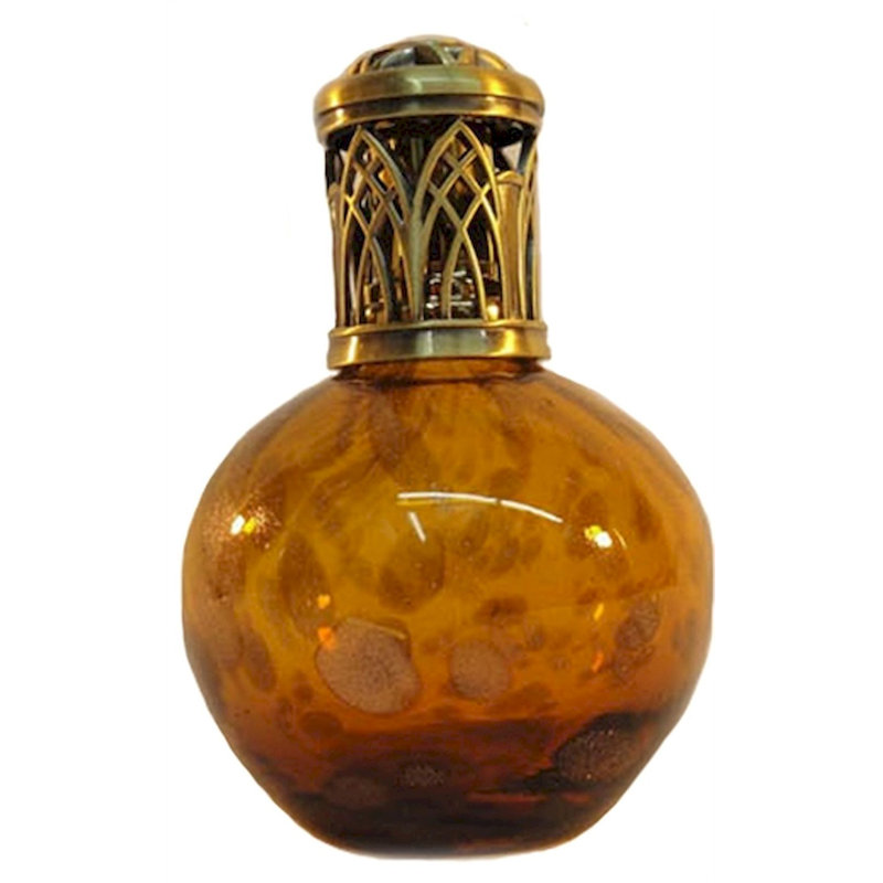 Green Coloured Glass Berger Oil Lamp, Brown