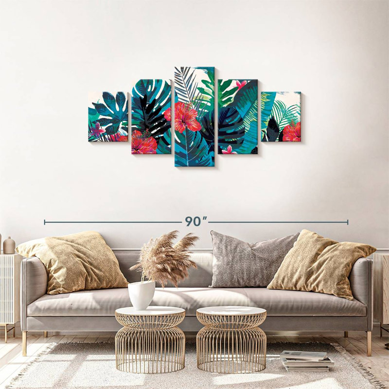 «Hibiscus Patch», reproduction sur toile, H 30 po x l 68 po x P 1,25 po