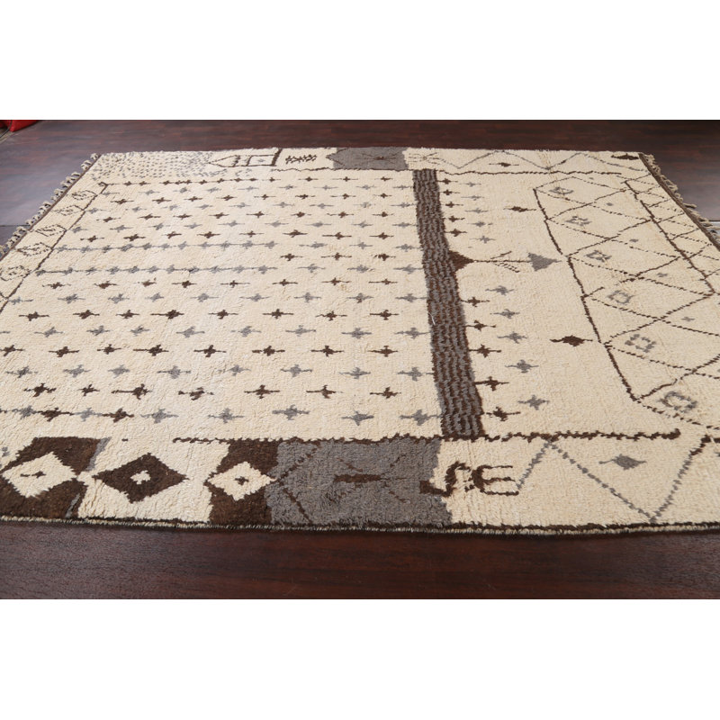 One-of-a-Kind 8'1" X 10'10" New Age Wool Area Rug in Beige