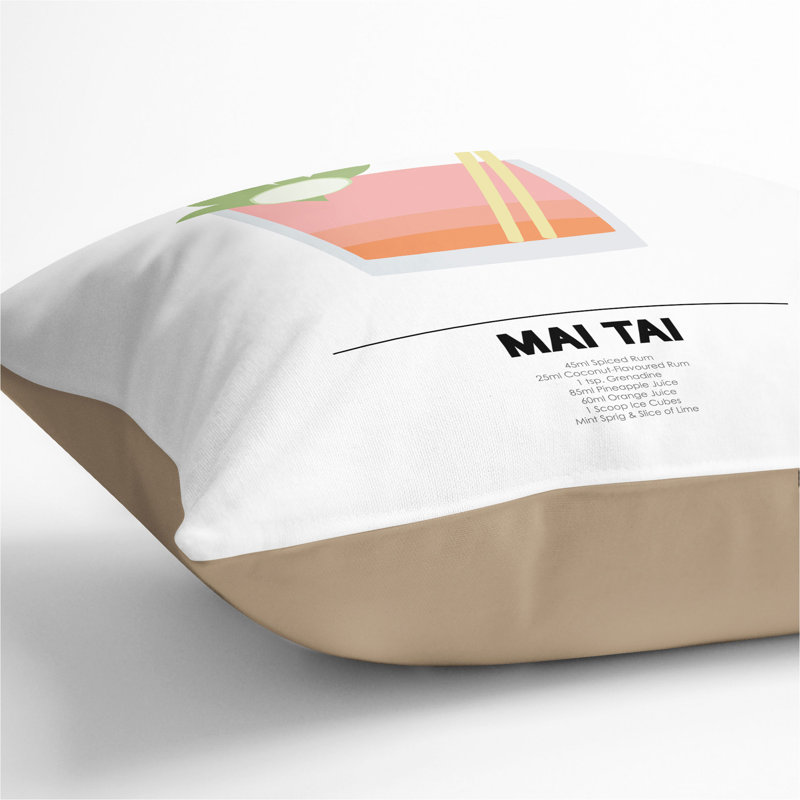 Mai Tai Square Throw Cushion, Stone, 40cm H x 40cm W x 15cm D