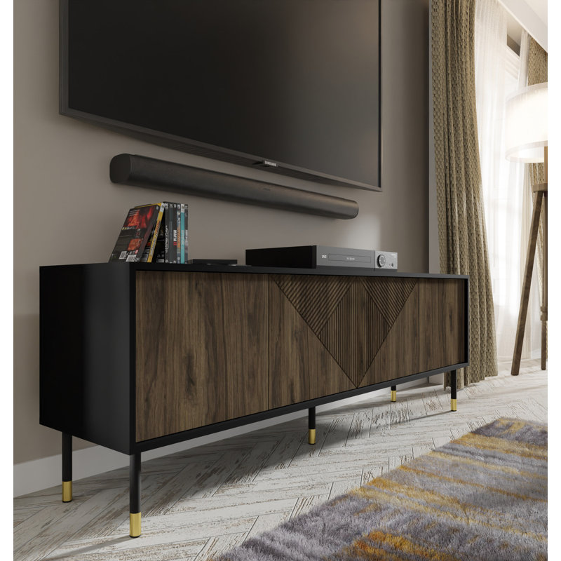 Baldemar TV Stand for TVs up to 78", Black/Pacific walnut