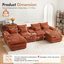 Canapé modulaire surdimensionné en forme de U 124,8 po 124 pièces, velours côtelé avec console de rangement, ports USB et porte-gobelets, orange-771003227-771003231
